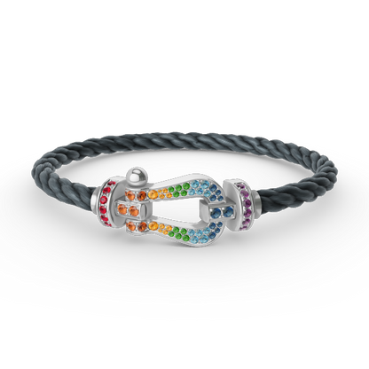 [Clover Jewelry]FORC LARGE HORSESHOE  COLORED DIAMOND BRACELET SILVER