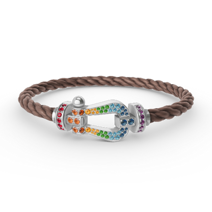 [Clover Jewelry]FORC LARGE HORSESHOE  COLORED DIAMOND BRACELET SILVER