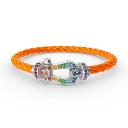 [Clover Jewelry]FORC LARGE HORSESHOE  COLORED DIAMOND BRACELET SILVER