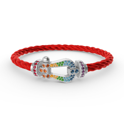 [Clover Jewelry]FORC LARGE HORSESHOE  COLORED DIAMOND BRACELET SILVER
