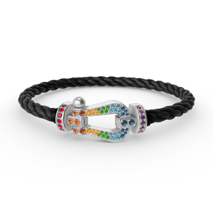[Clover Jewelry]FORC LARGE HORSESHOE  COLORED DIAMOND BRACELET SILVER