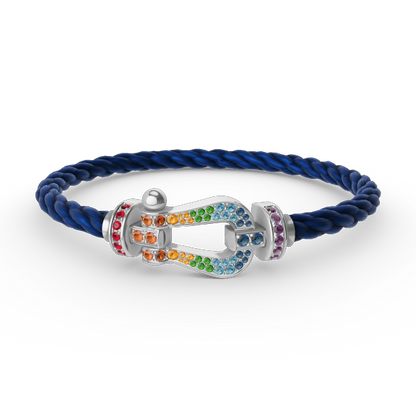 [Clover Jewelry]FORC LARGE HORSESHOE  COLORED DIAMOND BRACELET SILVER