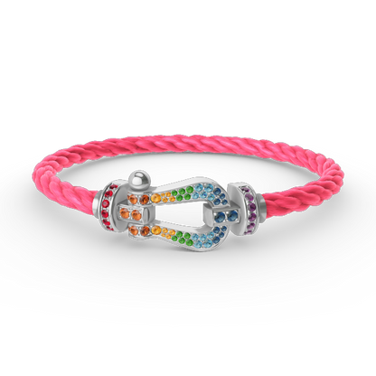 [Clover Jewelry]FORC LARGE HORSESHOE  COLORED DIAMOND BRACELET SILVER