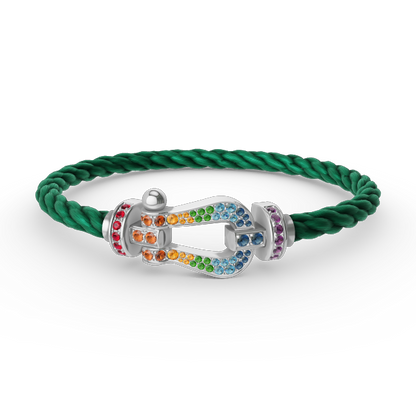 [Clover Jewelry]FORC LARGE HORSESHOE  COLORED DIAMOND BRACELET SILVER