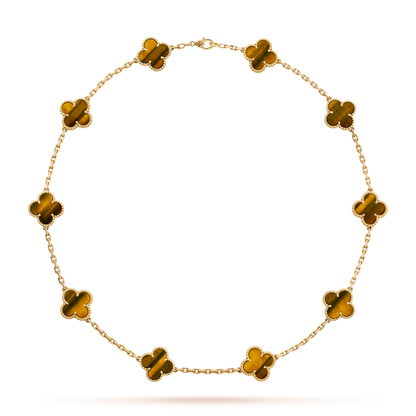 [CLOVER JEWELRY]CLOVER 10 MOTIFS TIGER EYE NECKLACE