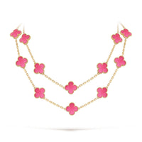 [Clover Jewelry] NEW CLOVER 20 MOTIFS PINK ENAMEL NECKLACE