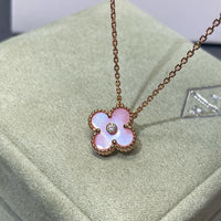 [Clover Jewelry]CLOVER 15MM DIAMOND PINK MOP NECKLACE
