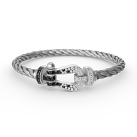 [Clover Jewelry]FORCE LARGE HORSESHOE BLACK WHITE DIAMOND BRACELET SILVER