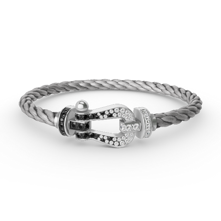 [Clover Jewelry]FORCE LARGE HORSESHOE BLACK WHITE DIAMOND BRACELET SILVER