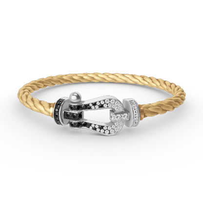 [Clover Jewelry]FORCE LARGE HORSESHOE BLACK WHITE DIAMOND BRACELET SILVER