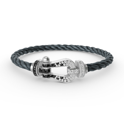 [Clover Jewelry]FORCE LARGE HORSESHOE BLACK WHITE DIAMOND BRACELET SILVER