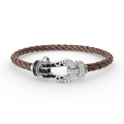 [Clover Jewelry]FORCE LARGE HORSESHOE BLACK WHITE DIAMOND BRACELET SILVER