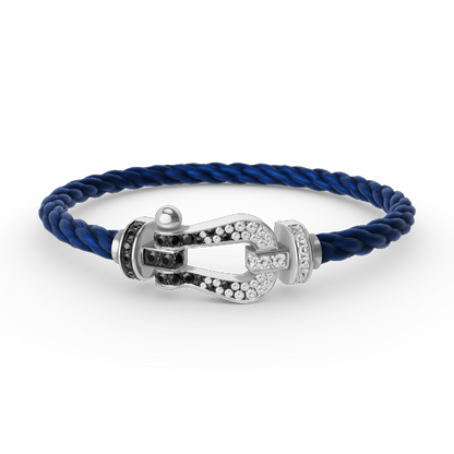 [Clover Jewelry]FORCE LARGE HORSESHOE BLACK WHITE DIAMOND BRACELET SILVER