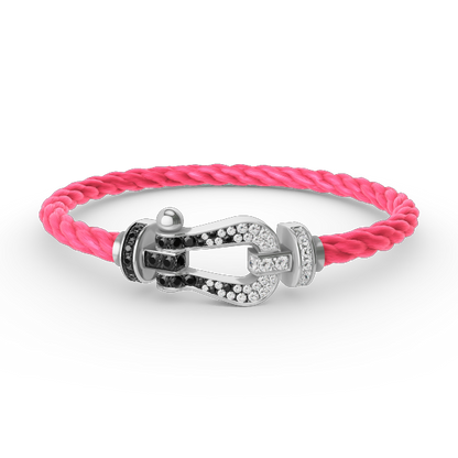 [Clover Jewelry]FORCE LARGE HORSESHOE BLACK WHITE DIAMOND BRACELET SILVER