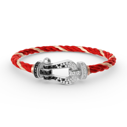 [Clover Jewelry]FORCE LARGE HORSESHOE BLACK WHITE DIAMOND BRACELET SILVER