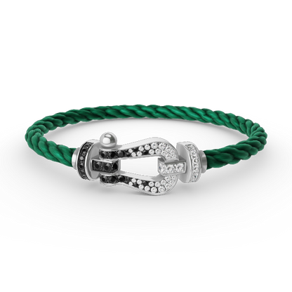 [Clover Jewelry]FORCE LARGE HORSESHOE BLACK WHITE DIAMOND BRACELET SILVER