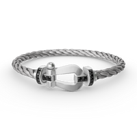 [Clover Jewelry]FORCE LARGE HORSESHOE BLACK DIAMOND BRACELET SILVER