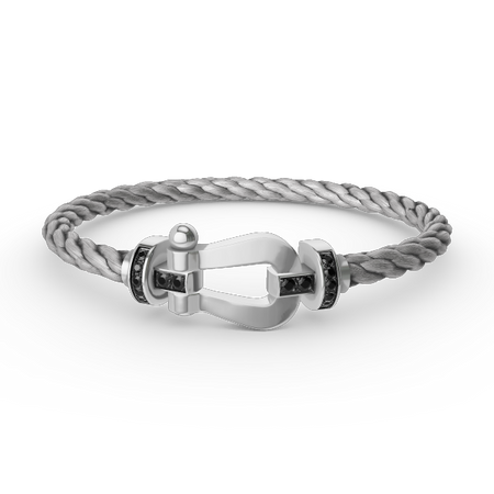 [Clover Jewelry]FORCE LARGE HORSESHOE BLACK DIAMOND BRACELET SILVER