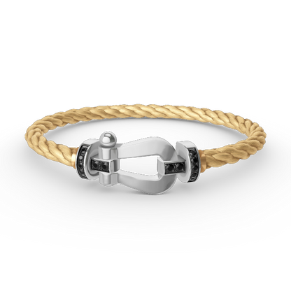 [Clover Jewelry]FORCE LARGE HORSESHOE BLACK DIAMOND BRACELET SILVER