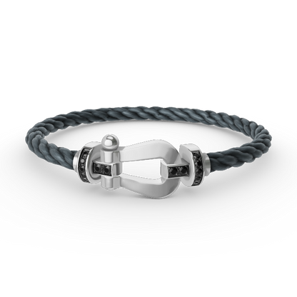 [Clover Jewelry]FORCE LARGE HORSESHOE BLACK DIAMOND BRACELET SILVER