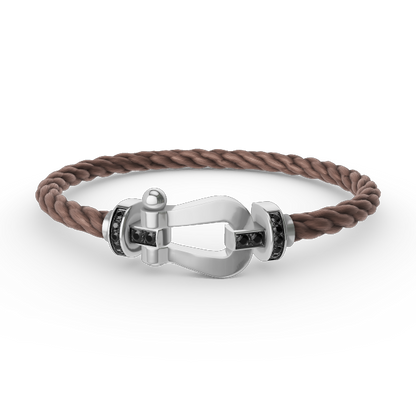 [Clover Jewelry]FORCE LARGE HORSESHOE BLACK DIAMOND BRACELET SILVER