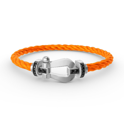 [Clover Jewelry]FORCE LARGE HORSESHOE BLACK DIAMOND BRACELET SILVER