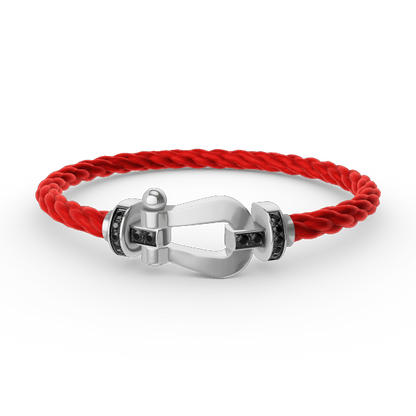 [Clover Jewelry]FORCE LARGE HORSESHOE BLACK DIAMOND BRACELET SILVER