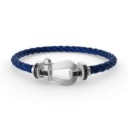 [Clover Jewelry]FORCE LARGE HORSESHOE BLACK DIAMOND BRACELET SILVER