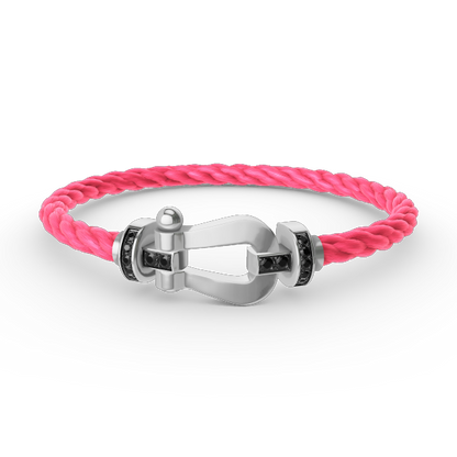 [Clover Jewelry]FORCE LARGE HORSESHOE BLACK DIAMOND BRACELET SILVER