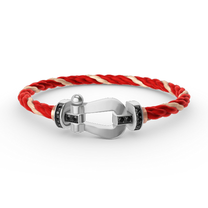 [Clover Jewelry]FORCE LARGE HORSESHOE BLACK DIAMOND BRACELET SILVER