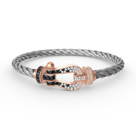 [Clover Jewelry]FORCE LARGE HORSESHOE BLACK WHITE DIAMOND BRACELET ROSE GOLD