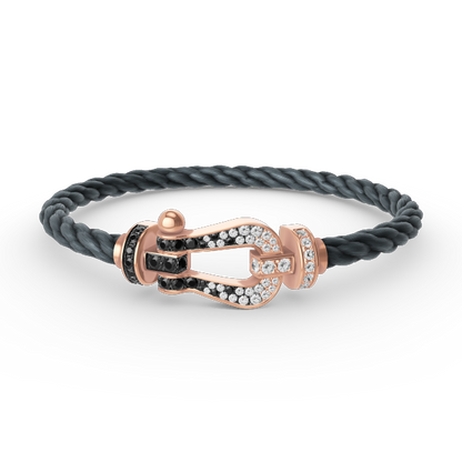 [Clover Jewelry]FORCE LARGE HORSESHOE BLACK WHITE DIAMOND BRACELET ROSE GOLD