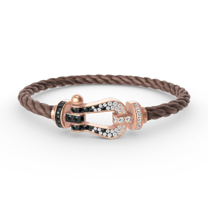 [Clover Jewelry]FORCE LARGE HORSESHOE BLACK WHITE DIAMOND BRACELET ROSE GOLD