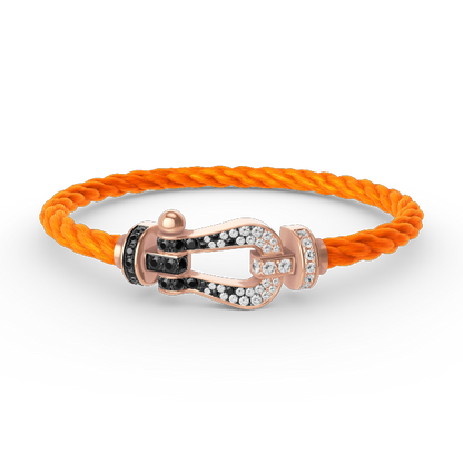 [Clover Jewelry]FORCE LARGE HORSESHOE BLACK WHITE DIAMOND BRACELET ROSE GOLD