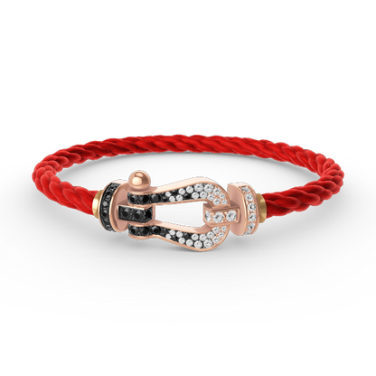 [Clover Jewelry]FORCE LARGE HORSESHOE BLACK WHITE DIAMOND BRACELET ROSE GOLD