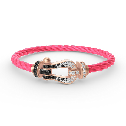[Clover Jewelry]FORCE LARGE HORSESHOE BLACK WHITE DIAMOND BRACELET ROSE GOLD