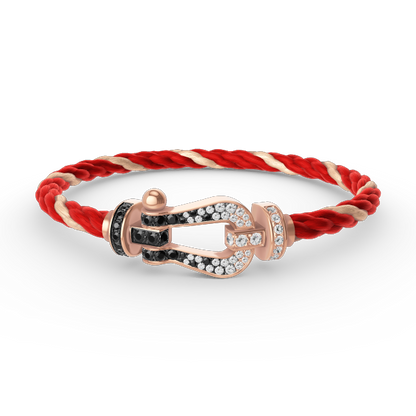 [Clover Jewelry]FORCE LARGE HORSESHOE BLACK WHITE DIAMOND BRACELET ROSE GOLD