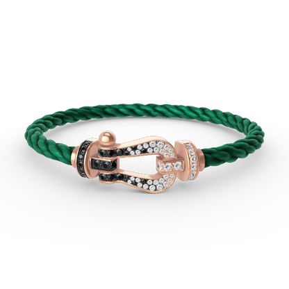 [Clover Jewelry]FORCE LARGE HORSESHOE BLACK WHITE DIAMOND BRACELET ROSE GOLD