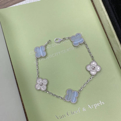 [Clover Jewelry] CLOVER 5 MOTIF PURPLE CHALCEDONY BRACELET COLLECTION