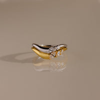 Mixed Metal Diamond Curve Ring Set