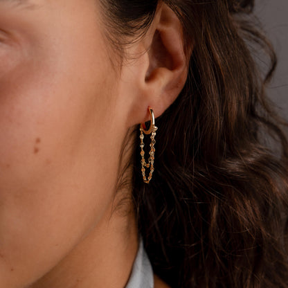 Duo Mirror Chain Huggies