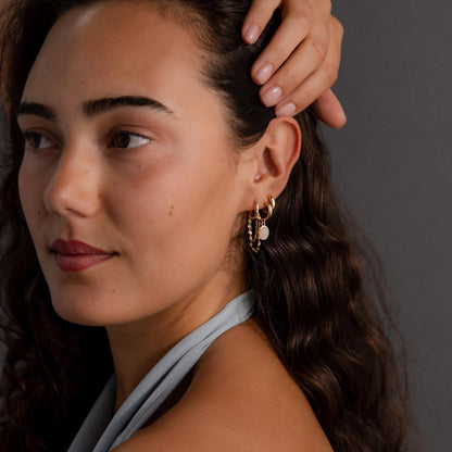 Duo Mirror Chain Huggies