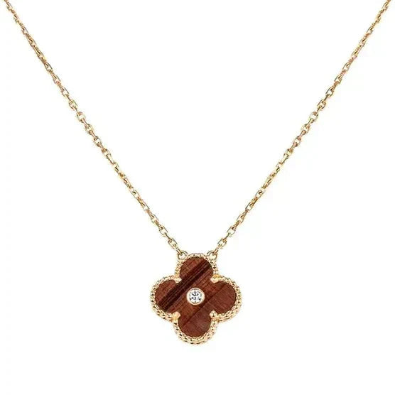 [Clover Jewelry]CLOVER 15MM DIAMOND AND YELLOW TIGER'S EYE AGATE necklace