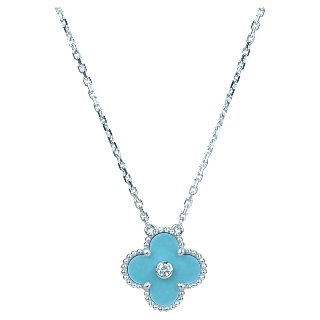 [Clover Jewelry]CLOVER 15MM DIAMOND SVRES PORCELAIN  NECKLACE SILVER