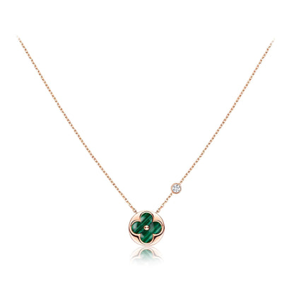 [Clover Jewelry]SUN PEDANT PINK GOLD 1 DIAMOND NECKLACE