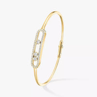 [Clover Jewelry]Move Pavé Diamond Bangle Bracelet M