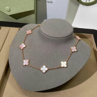 [CLOVER JEWELRY]CLOVER 10 MOTIFS PINK MOP NECKLACE
