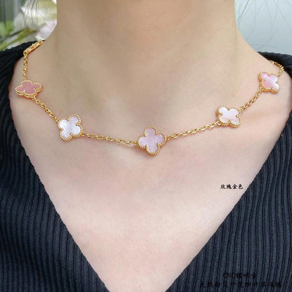 [CLOVER JEWELRY]CLOVER 10 MOTIFS PINK MOP NECKLACE