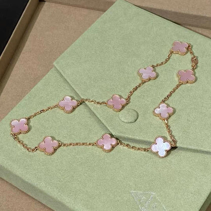 [CLOVER JEWELRY]CLOVER 10 MOTIFS PINK MOP NECKLACE