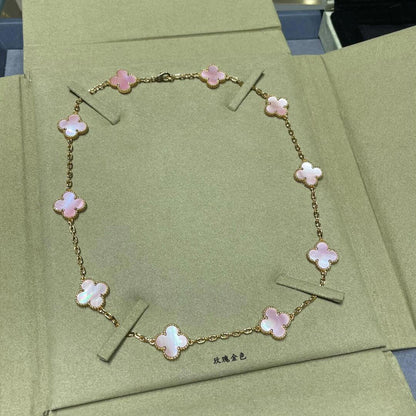 [CLOVER JEWELRY]CLOVER 10 MOTIFS PINK MOP NECKLACE